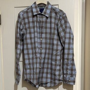 Egara Blue and Brown Plaid Dress Shirt